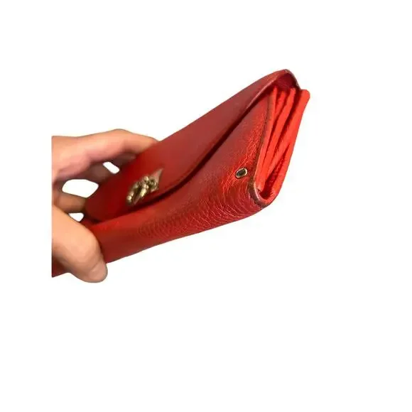 Salvatore Ferragamo Orange Leather Long Wallet